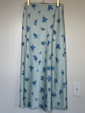 Rachel Zoe Sage Midi Skirt with Blue Floral Motif